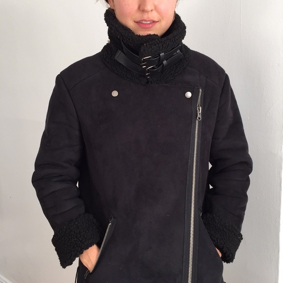 JOA zip up sherpa black jacket XS - Picture 4 of 4